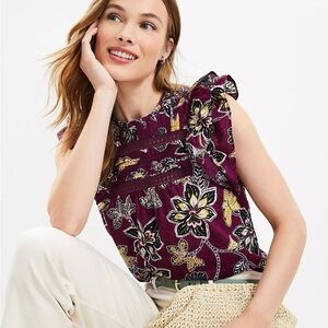 LOFT Ruffled Sleeveless Blouse